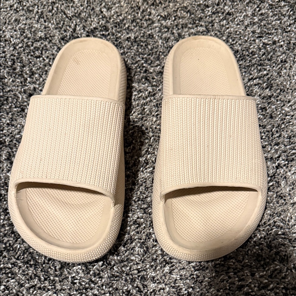 DSG Cream Slide Sandals